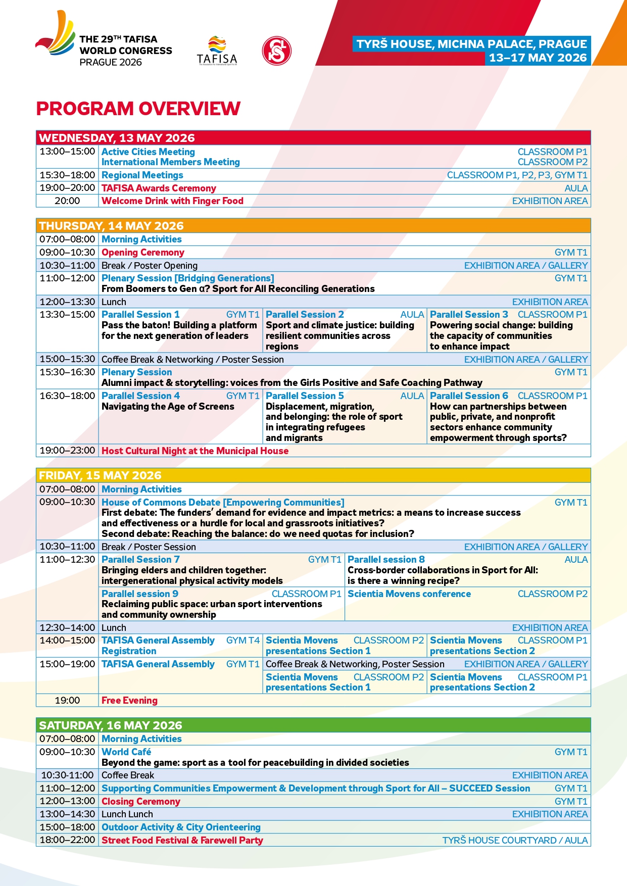 Program plaát TAFISA 2026