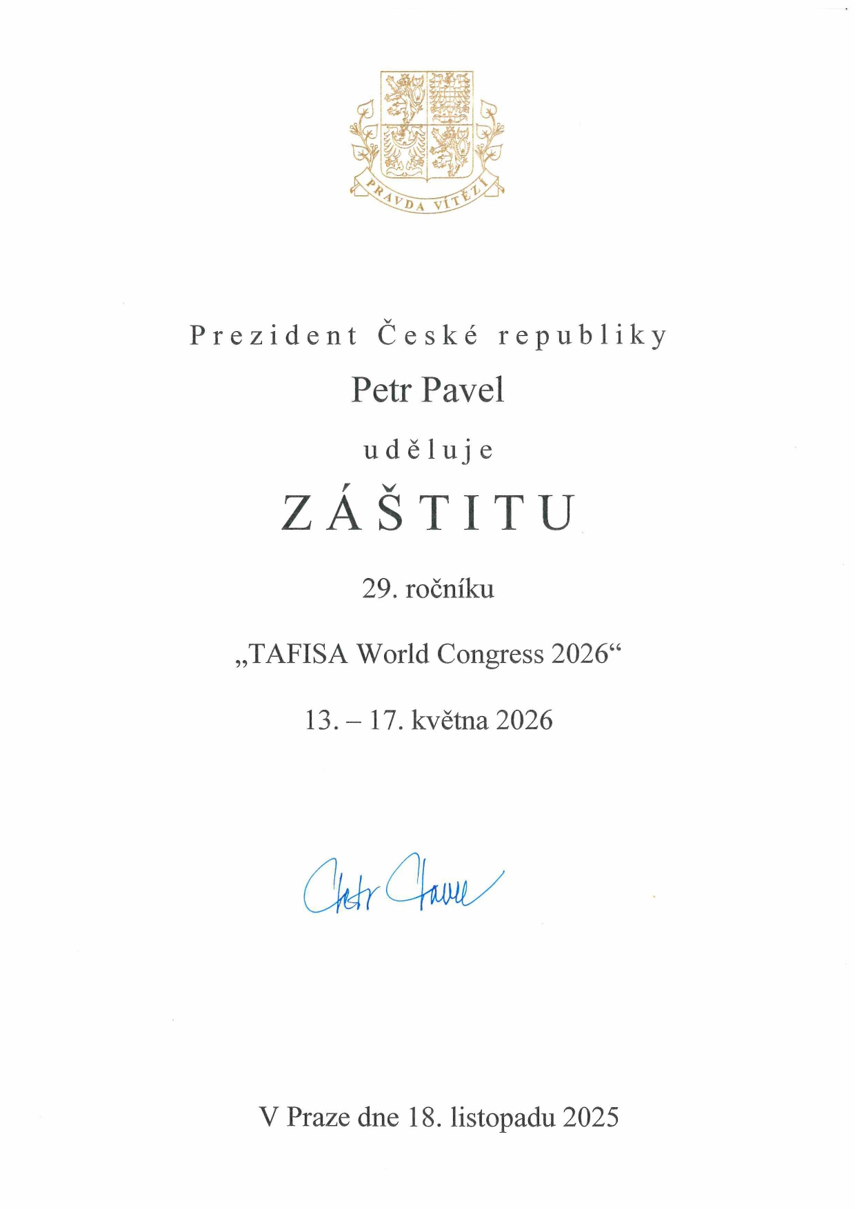 Záštita TAFISA kongres 2026