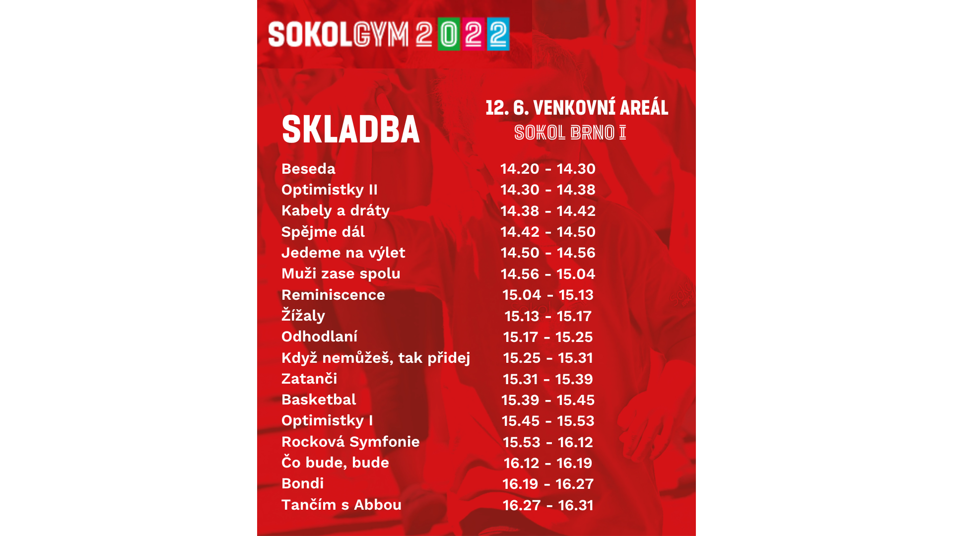 SokolGym Brno - Program hromadných skladeb - 12. 6.