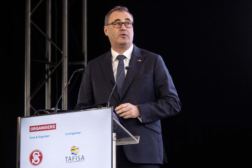 Ministr pro sport, zdraví a prevenci Boris Šťastný na zahájení 29. světového kongresu TAFISA 2026 v Tyršově domě