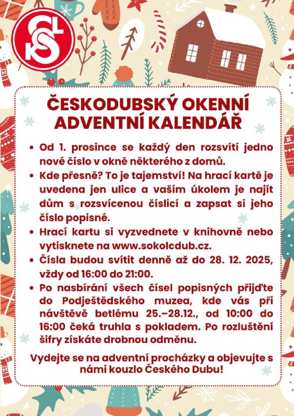 ČESKODUBSKÝ OKENNÍ ADVENTNÍ KALENDÁŘ